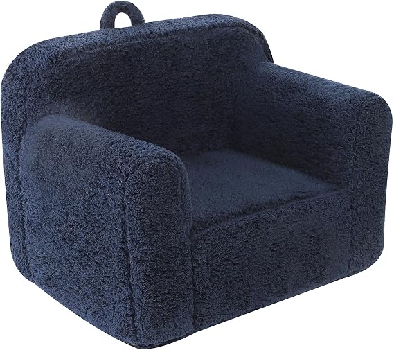 MOMCAYWEX Kids Snuggly-Soft Sherpa Chair, Comfy Sofa Chair, Dark Blue