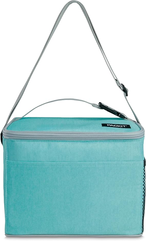 PackIt(R) Freezable Lunch Cooler, Soft Mint, Built with EcoFreeze(R) Technology, Fully Freezable, Collapsible, Reusable, Mesh Side Pocket, Top Handle, Multi-Use Lunch Box, Cooler