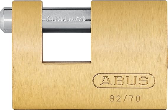 ABUS Brass Padlock 82/70 - Monoblock Padlock for Roller grilles, Vending Machines, containers and Much More. - Locking Bolt Made of Hardened Steel - ABUS Security Level 6