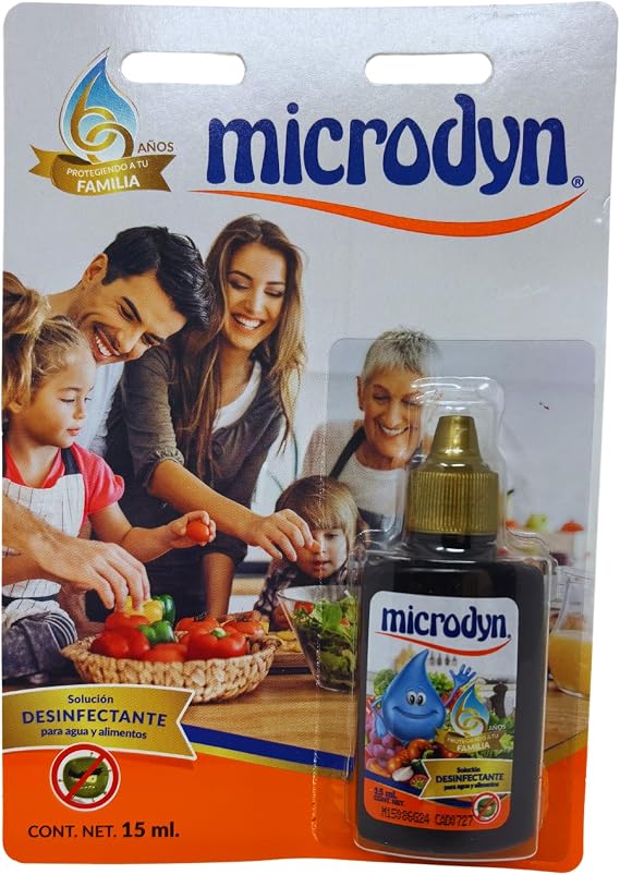 Microdyn Fruit and Vegetable Wash Solution with Ionized Silver, Non-Toxic, Iodine-Free, Odorless & Flavorless, 15 mL