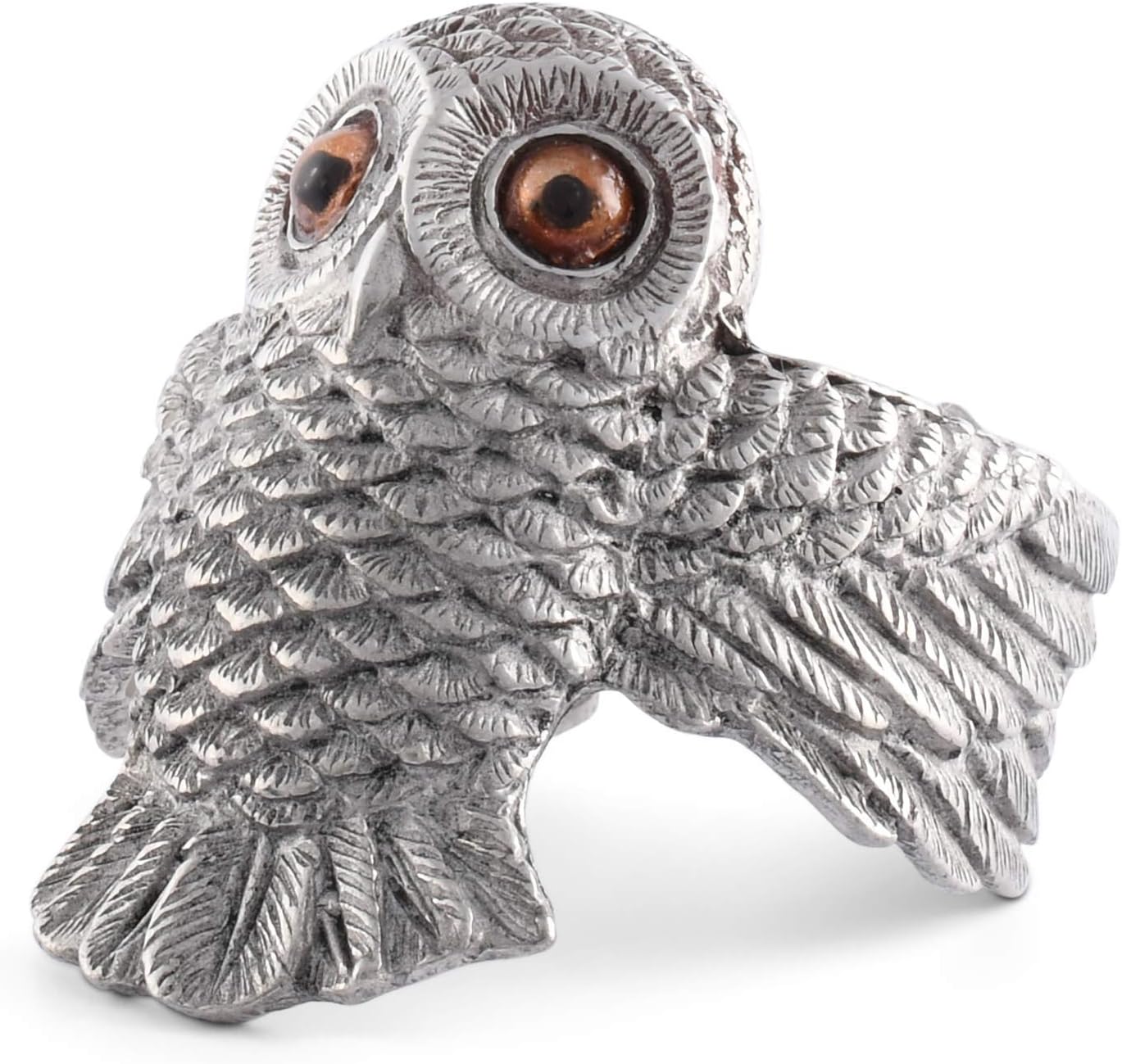 Vagabond House Pewter Metal Owl Harvest Napkin Ring Sold as Single Ring Artisan Crafted Designer Rings 2 Diameter