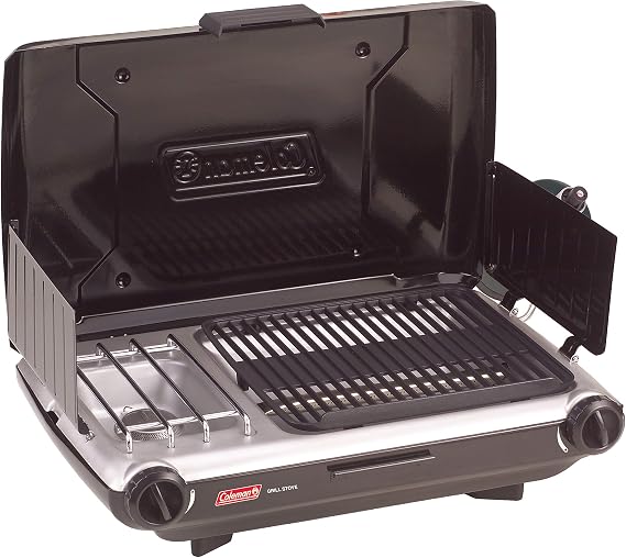 Coleman Tabletop 2-in-1 Camping Grill/Stove, 2-Burner Propane Grill & Stove with Adjustable Burners & 20,000 BTUs of Power