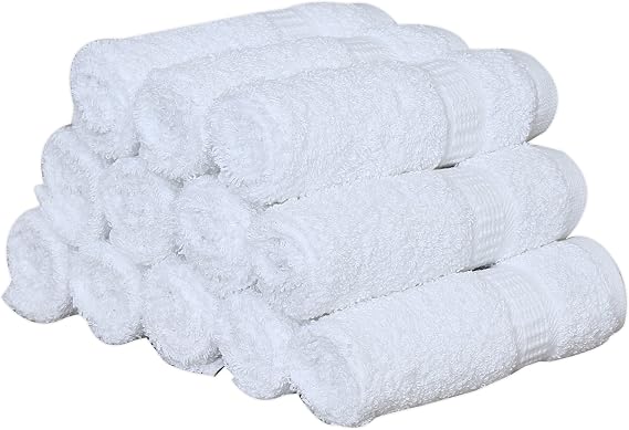 GOLD TEXTILES 48 Pcs 5 Star Hotel Quality Hand Towels (16"X30", 4.5 lb/dz) Premium Dobby Border Luxury Hand Towel Bright White (4 Dozen)