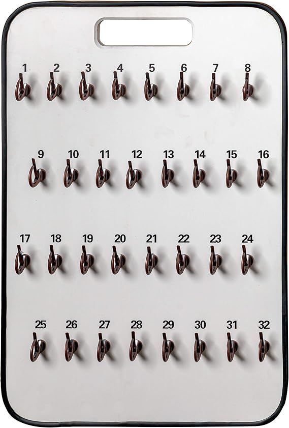 CarBowz EZ Line Key Board Key Organizer with Numbered Self Closing Hooks (32 Hook)