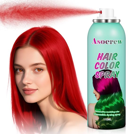 Red Hair Spray,Hair Color Spray Dye,Temporary Hair Color Dye for Kids Women Men,Hairspray Color Pomades,Washable Color HairSpray for Party, Cosplay,Halloween,Christmas. (Red)