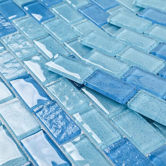 Pool Tile Glass Mosaic Backsplash Light Blue 12 Inch 5 sq.ft.