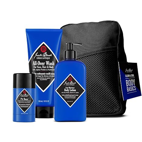 Jack Black Body Collection Set for Men - Mens Body Wash, Pit Boss Men's Deodorant, Body Lotion, Grooming Kit