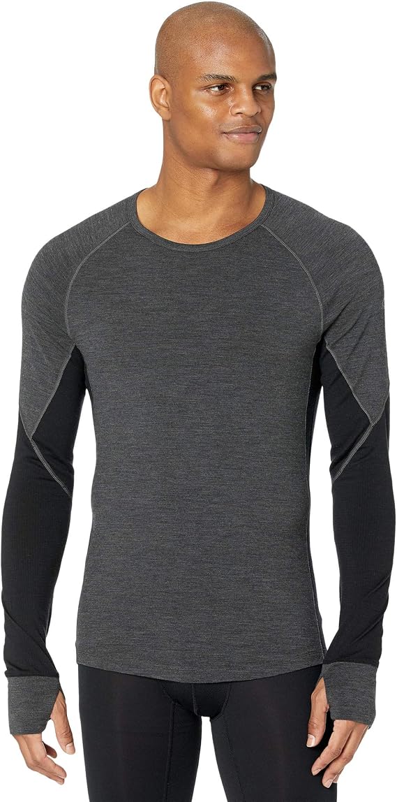 ICEBREAKER 260 Zone Merino Base Layer Long Sleeve Crewe Jet Heather/Black 2 XL