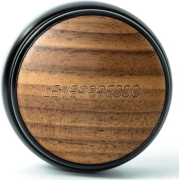 Spring Espresso Tamper 54mm 54.8mm OD, Twist-Top Adjustable Spring Tension, CNC Machined, Walnut Handle, Anodized Aluminum Body, 304 Stainless Steel Flat Base