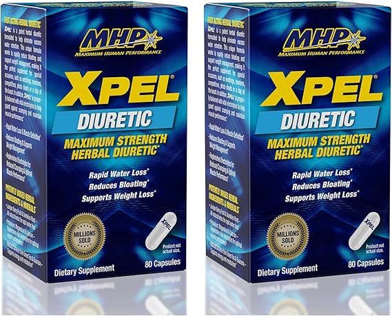 MHP Xpel Maximum Strength Diuretic Capsules, 80 Count (Pack of 2) (Packaging May Vary)