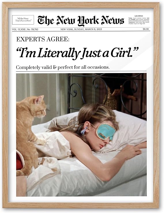 EcoHest 12x16 in Audrey Hepburn I'm Literally Just a Girl Framed Wall Art