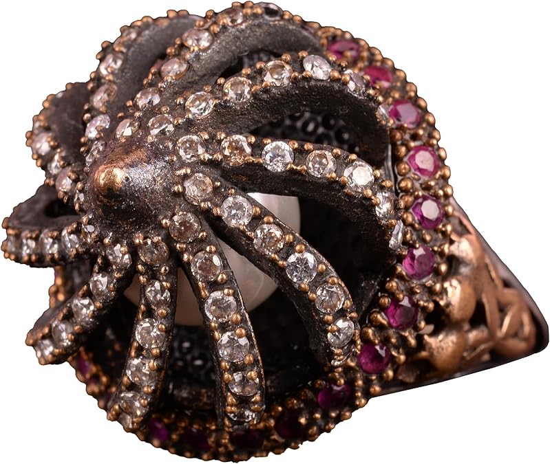 Sterling Silver Men Ring, Dome Design, Zircon Stone (Size: 6.5)
