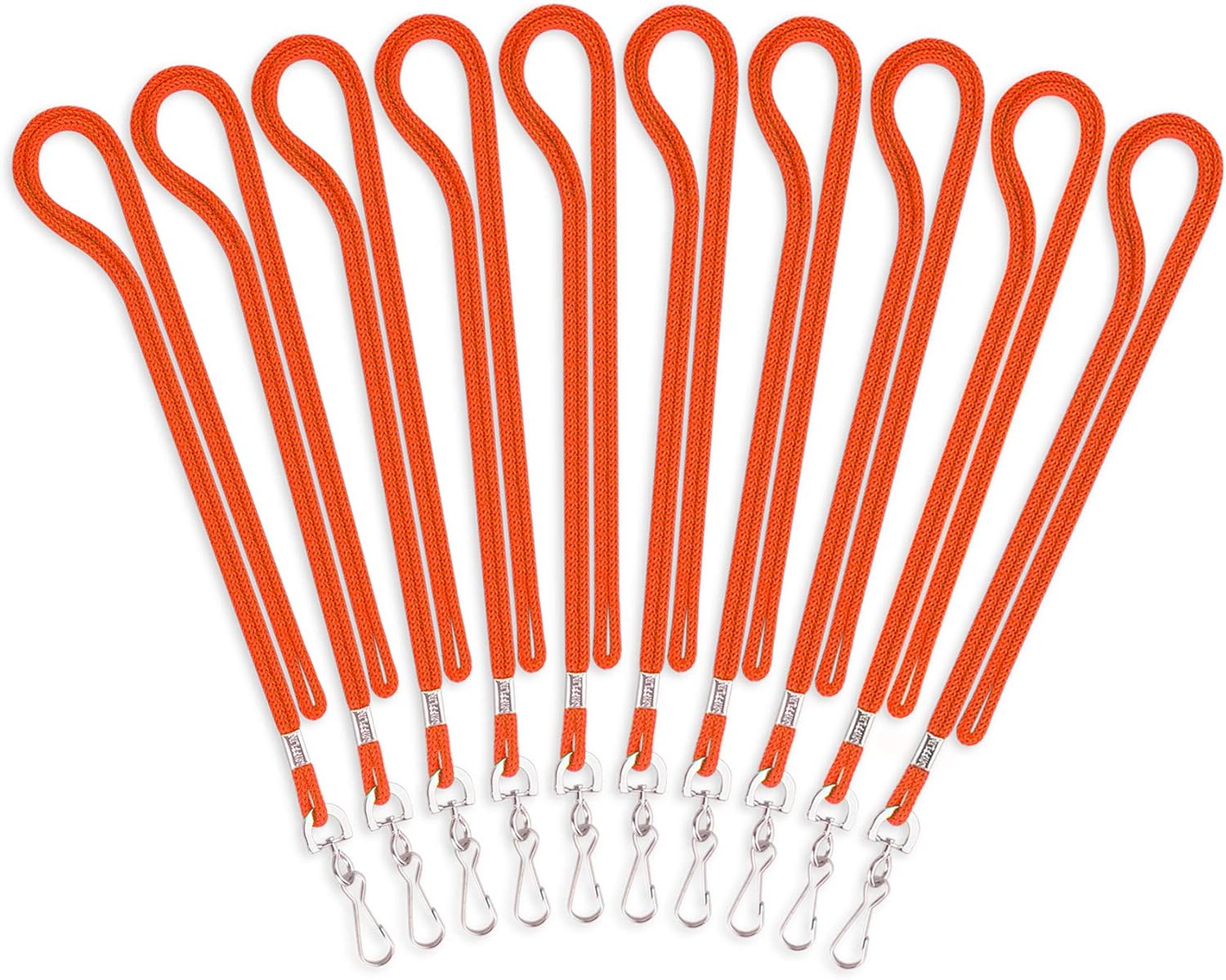 MIFFLIN-USA Lanyard Orange, 36 Inch, 100 Pack, ID Badge Lanyards, Round Woven Lanyards with J-Hook