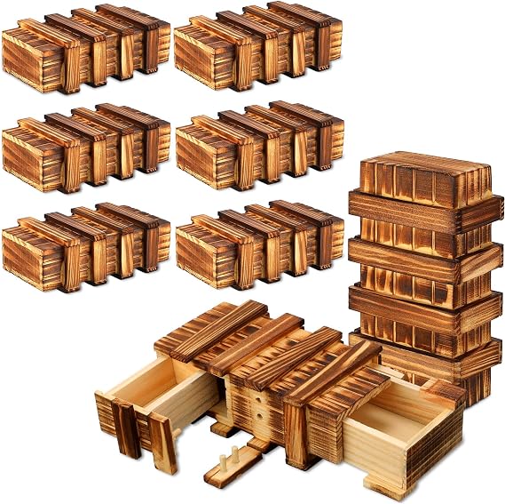 4 Pcs Secret Puzzle Box with Compartments Disentanglement Game for Adults Secret Puzzle Drawer Wooden Gift Boxes Game for Adults