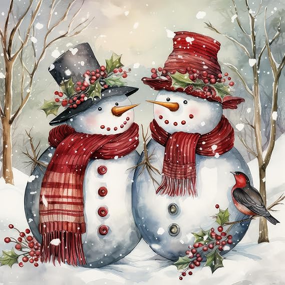 Fabric Panel 8"x8" Snowman 100% Cotton Quilt Square Block AB106