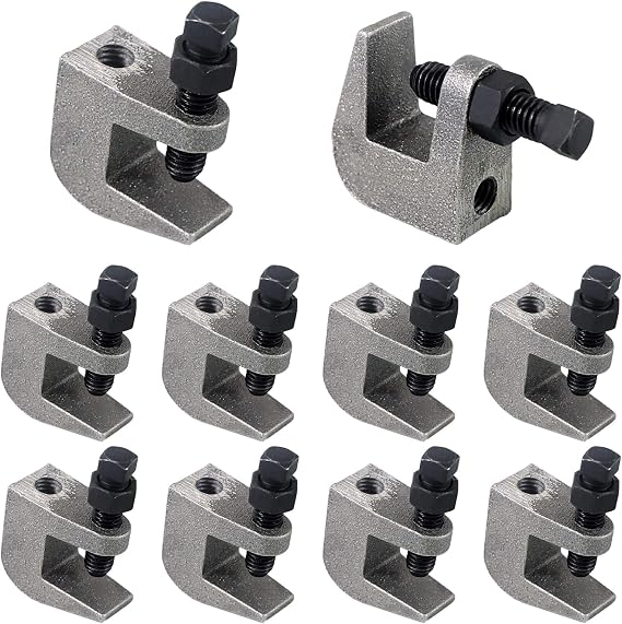 Top Beam Clamps, UNC 1/2" Iron Safety Rod Beam Clamp, 3/4" Jaw Opening, Beam Wall Ceiling Mount Vertical Piping Support-Clamp for Copper, PVC Tubing, 10 Packs