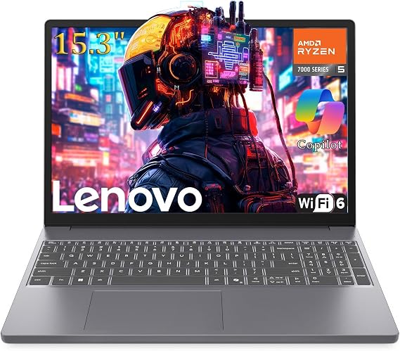 Lenovo 15 Gaming Laptop, AMD Ryzen 5 7535HS, 16GB DDR5, 512GB PCIe SSD | 15" gaming laptop, FHD+ display, Wi-Fi 6, BT 5.3, webcam, Luna Grey, Win 11 Home, gaming & daily