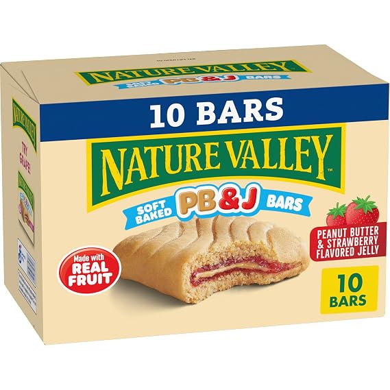 Nature Valley Soft Baked PB and J Bars, Peanut Butter and Strawberry, 10 Ct