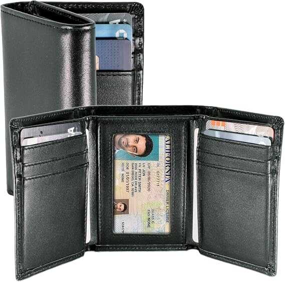 Top Grain Leather Trifold Wallet for Men | Ultra Strong Stitching | Handcrafted Argentinian Leather | RFID Blocking | Extra Capacity Trifold Wallet |Thin and Sophisticated Tri-Fold Design