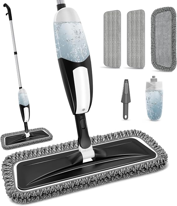 Spray Mop for Floor Cleaning: Microfiber Wet Dry Mops with 3 Washable Pads