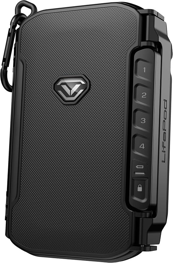 VAULTEK LifePod X Micro Weatherproof Electronic Lockbox Secure Travel Case Rugged Mini Portable Case with Backlit Keypad (Covert Black)