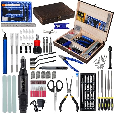 3D Printing Tool Kits for 3D Printer with Wood Toolbox 124Pcs 3D Printing Accessory Includes Deburring Tool,Sanding Pens, Tube Cutter for 3D Print Model Removing, Cleaning, Finishing