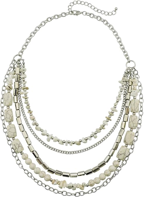Bocar Multi Layer Turquoise Necklace Statement Strands Necklace for Women