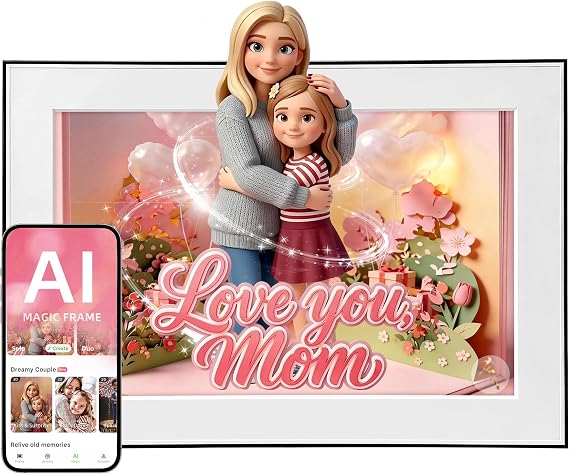 AI Magic Frame,10.1" Digital Picture Frame with AI Photo Motion,1080P Full HD Touchscreen WiFi Photo Frame,Old Photo Alive,Unlimited & Free Cloud Storage,Heartfelt Gift for Family & Loved Ones
