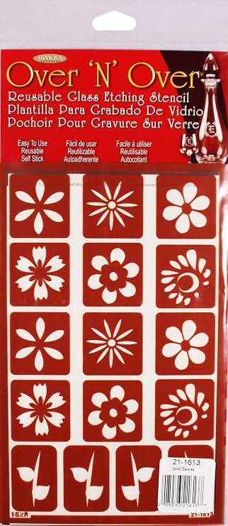 Armour Etch Over N Over Stencil, Daisies, 5 x 8" sheet