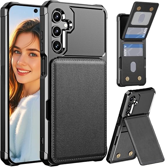 Ysnzaq Wallet Case for Samsung Galaxy A56 ZM Black Militärschutz Stoßfeste Handyhülle mit Kartenfächern Standfuntion Case Cover mit Kartenfach für Samsung Galaxy A56 / A36