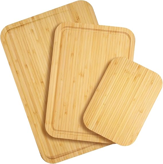 Totally Bamboo 3-Piece Bamboo Cutting Board Set Cutting Boards for Kitchen with Juice Groove & Collection Well Large, Medium & Small Sizes for Food Prep & Charcuterie