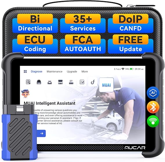 MUCAR 892BT AI Assisted Bi-Directional Scan Tool, Full System OBD2 Scanner, Bi-Directional OBD2 Scanner Diagnostic Tool, ECU Coding, 35 Service, FCA Automatic Certification, CANFD and DOIP, Free Lifetime Update