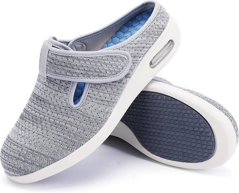 Elitechoice Diabetic Slippers For Women, Women's Wide Width Elderly Shoes, Adjustable Closure Lightweight Breathable, Swollen Feet Fasciitis Edema Walking Shoes