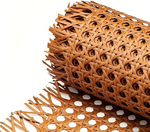 Plastic Rattan Cane Webbing 16"40", Coffee Color Rattan Webbing for Caning Projects, Woven Open Mesh Cane for Furniture, Durable Craft Material for DIY Chairs & Cabinets