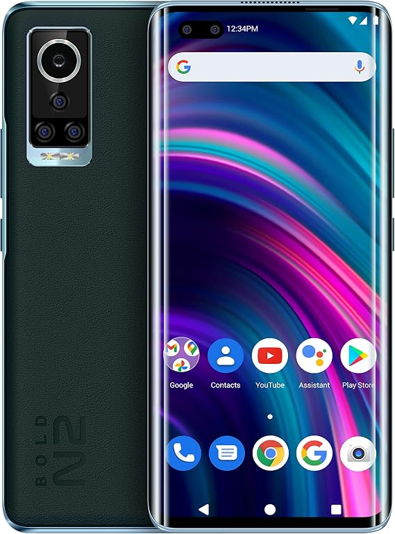 BLU Bold N2 | 5G |2022| All Day Battery | Unlocked| 6.6 Full HD+ AMOLED Display| 256/8GB | Quad 64MP Main Camera| Dual 16MP Selfie| Cyprus Teal