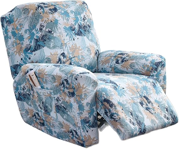 Eco-Ancheng Recliner Slipcovers 4-Pieces Lazyboy Recliner Covers Recliner Couch Covers Recliner Chair Cover Non Slip Reclining Slipcovers with Storage Pockets Furniture Protector for Living Room