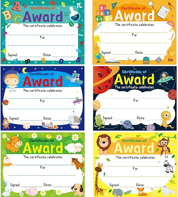 Fancy Land Certificate of Award 30 Pcs 8.5 X 11 Graduation End of Year | Student of Award Certificates, With Stickers, Classroom Students Supplies