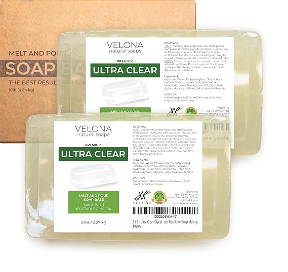 velona 10 LB - Ultra Clear Glycerin Soap Base Melt and Pour | Transparent Natural Bar For The Best Result for Soap Making