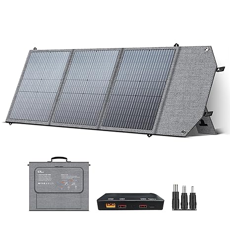 Folding Solar Panel 100W Monocrystalline Portable Cell Type N Folding Solar Module Portable Foldable Waterproof Ideal for Boats, Camping, Caravans or Motorhomes