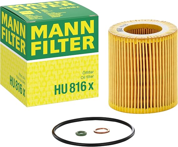 Mann Filter HU 816 x Cartridge Oil Filter Replacement with Oil Drain Plug Gasket Compatible With BMW 125i (2009-2010), 128i (2008-2013), 130i (2006-2010), 135i (2008-2013), 135is (2013)