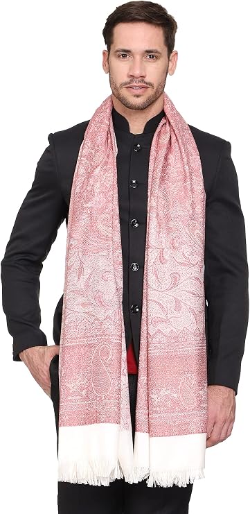 Weavers Villa Men's Paisley Design Woven Poly Wool Blend Gents Shawls, Muffler, Stoles for Men