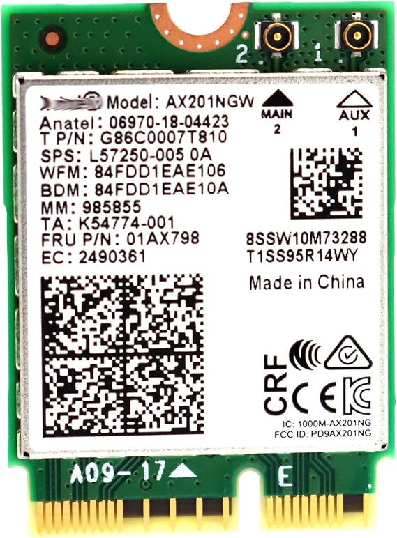 Deal4GO AX201NGW 802.11ax 2.4Gbps M.2 CNVio2 NGFF Dual Band Wireless WiFi Card w/Bluetooth 5.0 for Intel AX201 WLAN Adapter Windows 10 64-bit