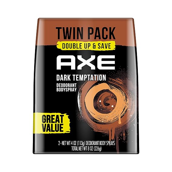 AXE Body Spray for Men, Dark Temptation 4 oz, Twin Pack
