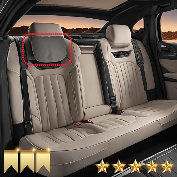 Car Headrest Pillow Suede for Mercedes Maybach S500 S600 Soft Cotton Down Pillow Core Cloud-Like Comfort Cushion (Grey)