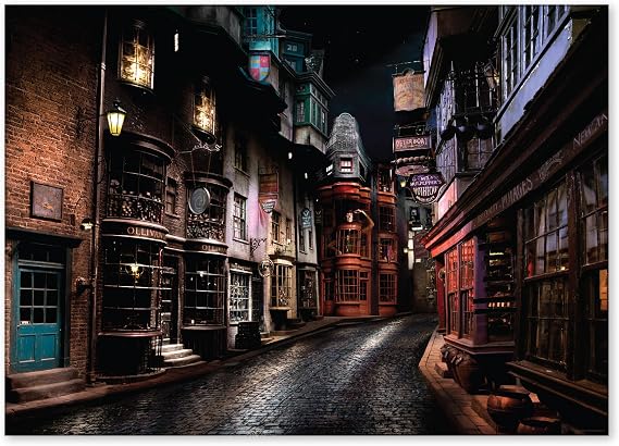 Conquest Journals Harry Potter Diagon Alley Backdrop Wall Banner, Large Photo Backdrop, Party Decoration, Wizarding World Room Decor, 5ft x 7ft
