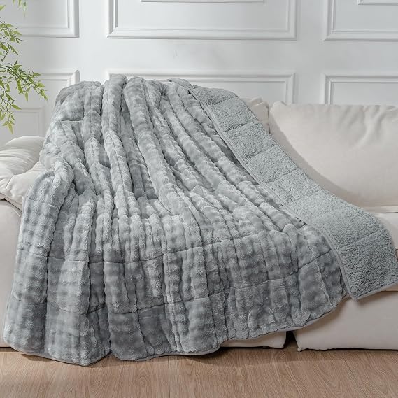 Cottonblue Sherpa Weighted Blanket 15lbs for Adults Queen Size 60"x80" Soft