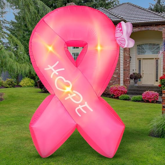 6 ft Breast Cancer Inflatable Pink Ribbon LED Decoration,Ribbon