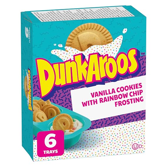 Betty Crocker DunkAroos, Vanilla Cookies with Rainbow Sprinkle Frosting, 6 x 28g/1 oz