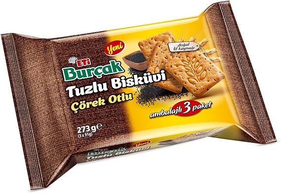 Eti Burçak Çörek Otlu Tuzlu Bisküvi 3 x 91 g