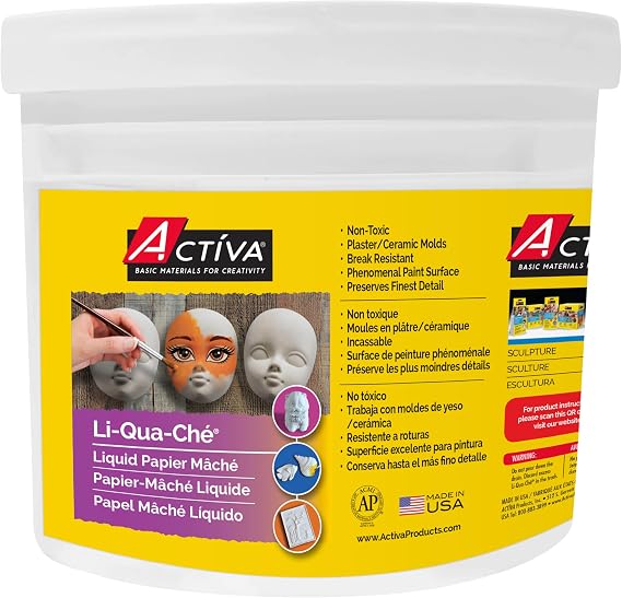 Activa Li-Qua-Che Liquid Paper Mache, 128-oz (3.78L) | Air Dries Hard, Durable & Break-Resistant